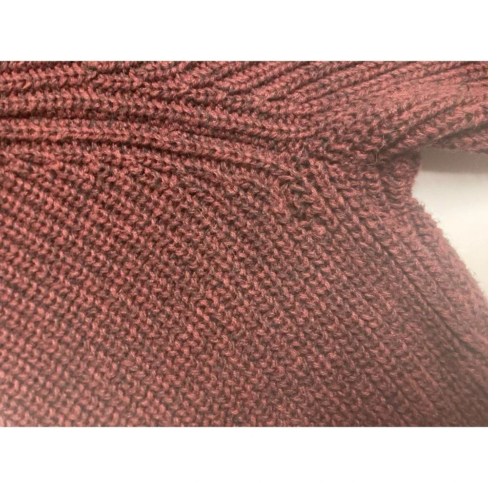 Weatherproof Men's Cotton Ribbed Knit Mock Neck Pullover Sweater Burgundy L